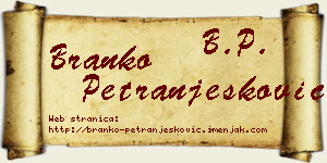 Branko Petranjesković vizit kartica